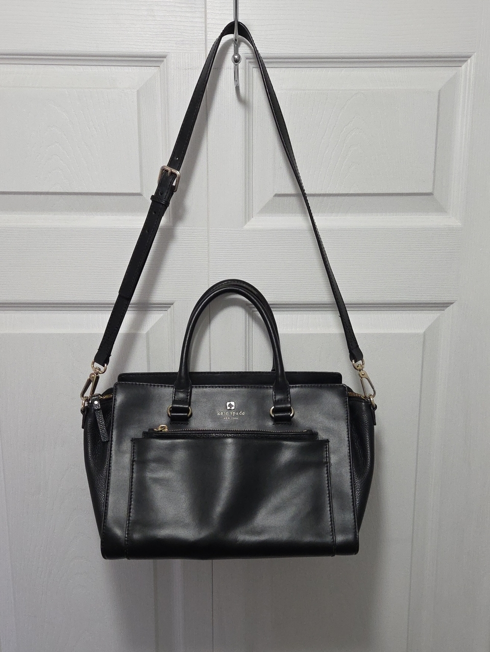 Kate Spade Black Leather Satchel with Dust Bag